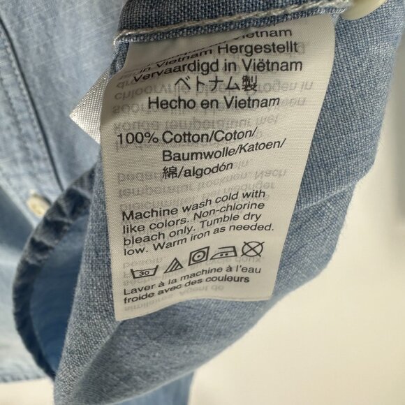 Madewell Chambray Button Down Top Light Wash Denim Long Sleeve Cotton Classic - Picture 7 of 7